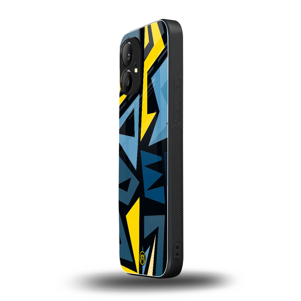 dynamic blue yellow pattern back phone cover | glass case for nothing phone 1