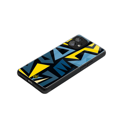 dynamic blue yellow pattern back phone cover | glass case for nothing phone 1