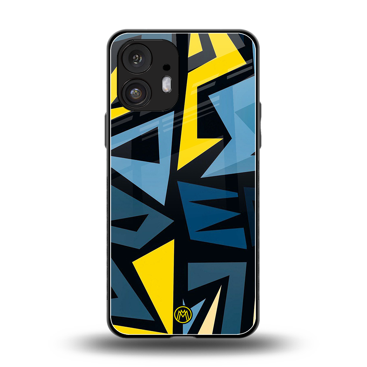 dynamic blue yellow pattern back phone cover | glass case for nothing phone 2