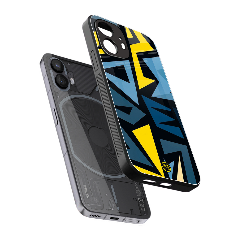 dynamic blue yellow pattern back phone cover | glass case for nothing phone 2