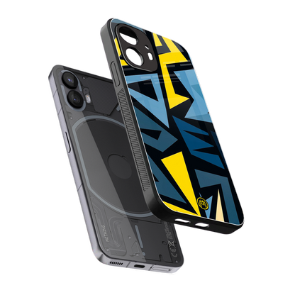 dynamic blue yellow pattern back phone cover | glass case for nothing phone 2