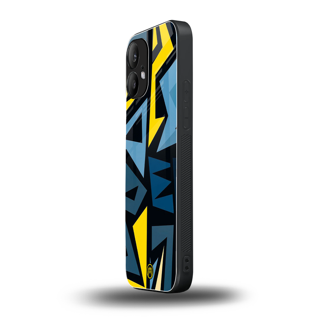 dynamic blue yellow pattern back phone cover | glass case for nothing phone 2
