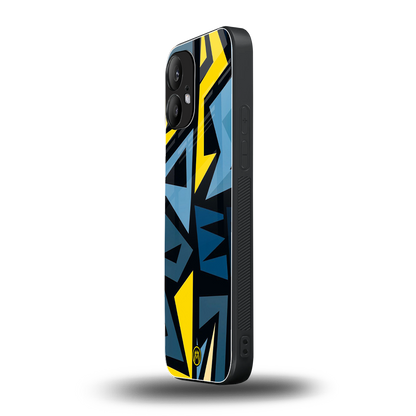 dynamic blue yellow pattern back phone cover | glass case for nothing phone 2