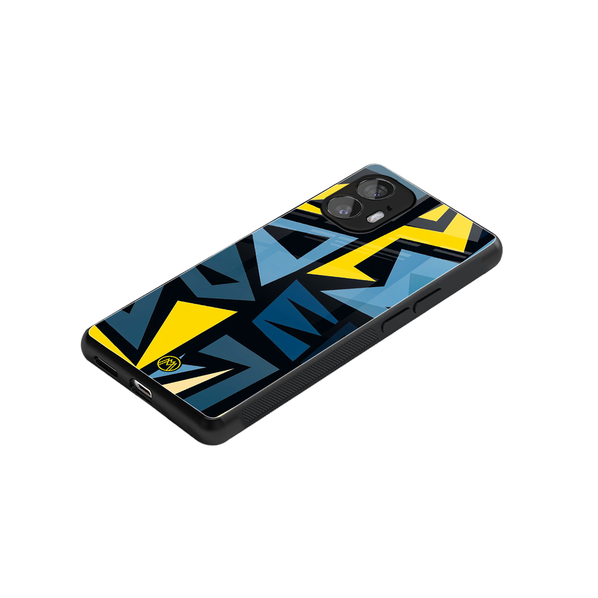 dynamic blue yellow pattern back phone cover | glass case for nothing phone 2