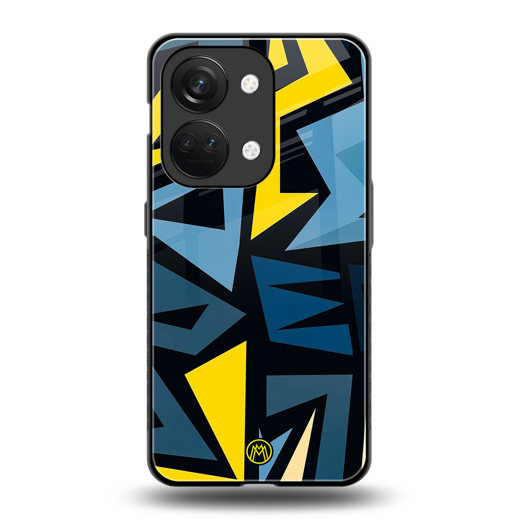 dynamic blue yellow pattern back phone cover | glass case for oneplus nord 3