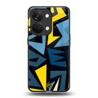 dynamic blue yellow pattern back phone cover | glass case for oneplus nord 3