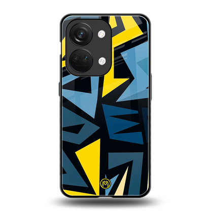 dynamic blue yellow pattern back phone cover | glass case for oneplus nord 3