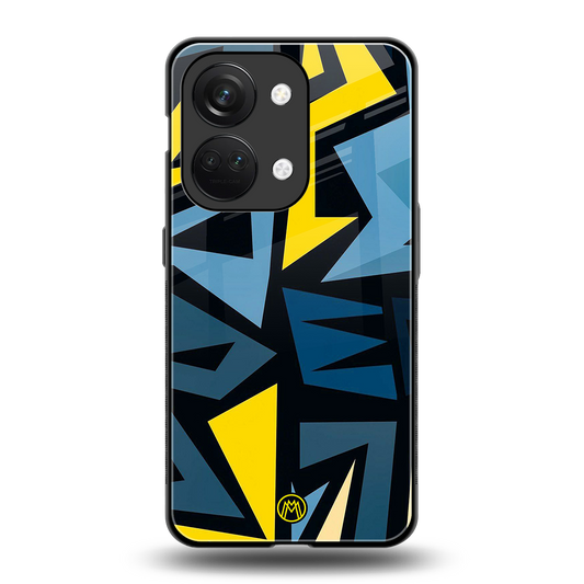 dynamic blue yellow pattern back phone cover | glass case for oneplus nord 3
