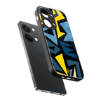 dynamic blue yellow pattern back phone cover | glass case for oneplus nord 3