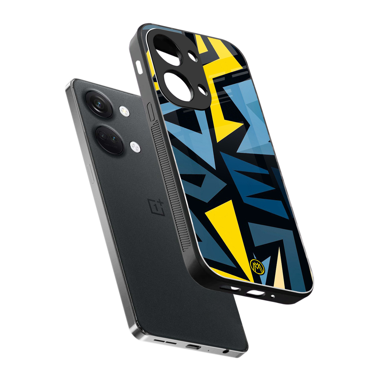 dynamic blue yellow pattern back phone cover | glass case for oneplus nord 3