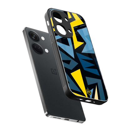 dynamic blue yellow pattern back phone cover | glass case for oneplus nord 3
