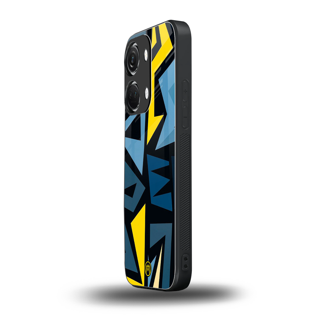 dynamic blue yellow pattern back phone cover | glass case for oneplus nord 3