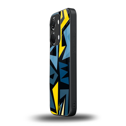 dynamic blue yellow pattern back phone cover | glass case for oneplus nord 3
