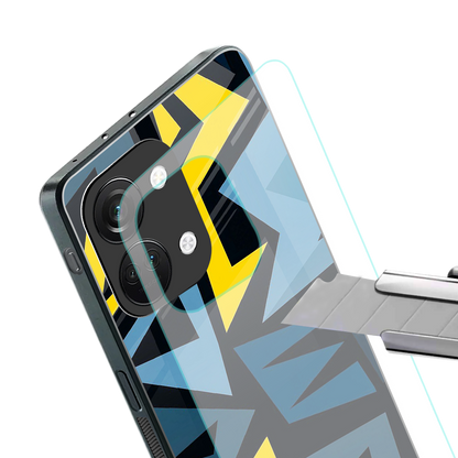 dynamic blue yellow pattern back phone cover | glass case for oneplus nord 3