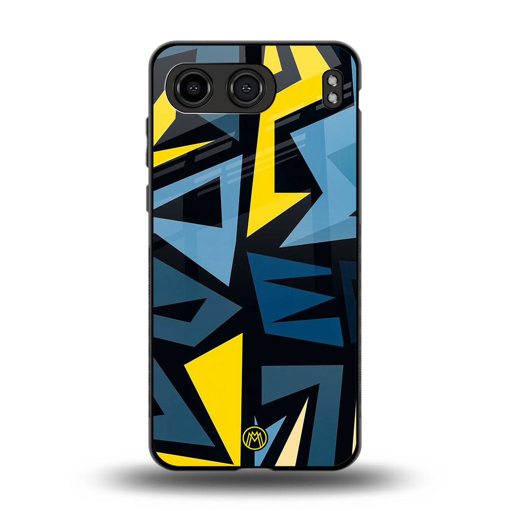 dynamic blue yellow pattern back phone cover | glass case for oneplus nord 4