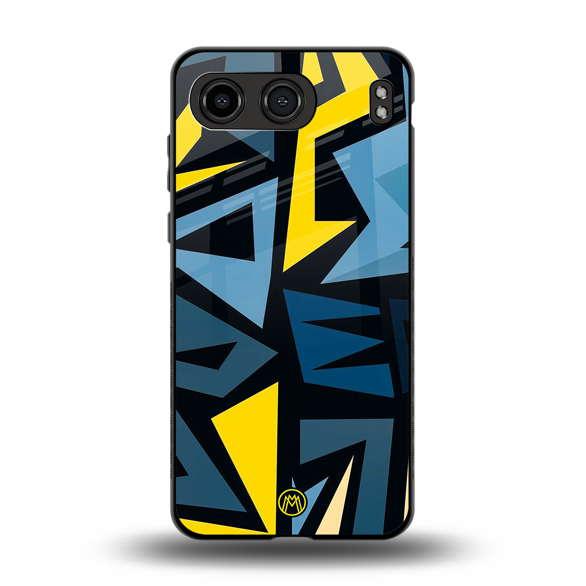 dynamic blue yellow pattern back phone cover | glass case for oneplus nord 4