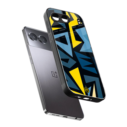 dynamic blue yellow pattern back phone cover | glass case for oneplus nord 4
