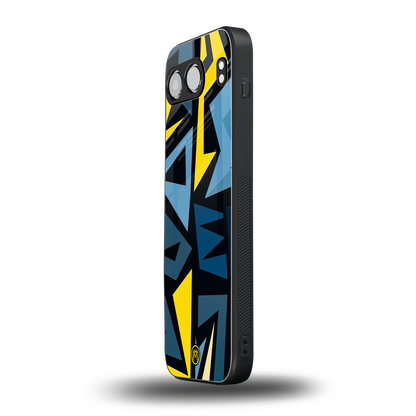 dynamic blue yellow pattern back phone cover | glass case for oneplus nord 4