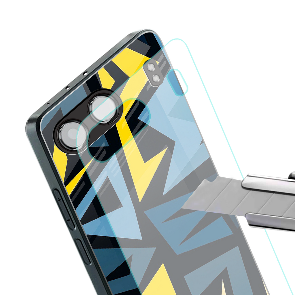 dynamic blue yellow pattern back phone cover | glass case for oneplus nord 4
