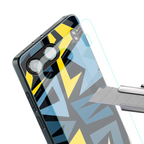 dynamic blue yellow pattern back phone cover | glass case for oneplus nord 4
