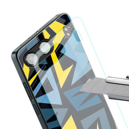 dynamic blue yellow pattern back phone cover | glass case for oneplus nord 4