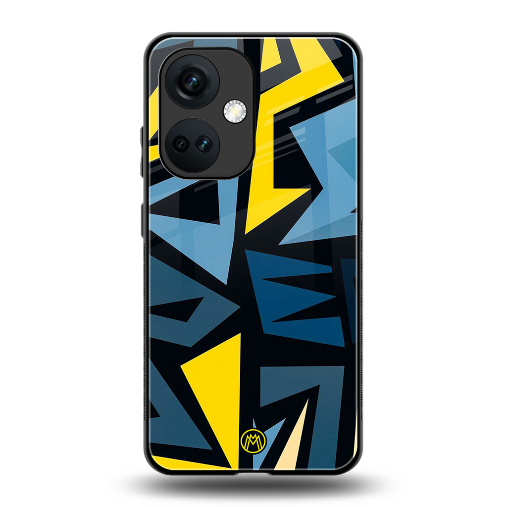 dynamic blue yellow pattern back phone cover | glass case for oneplus nord ce 3