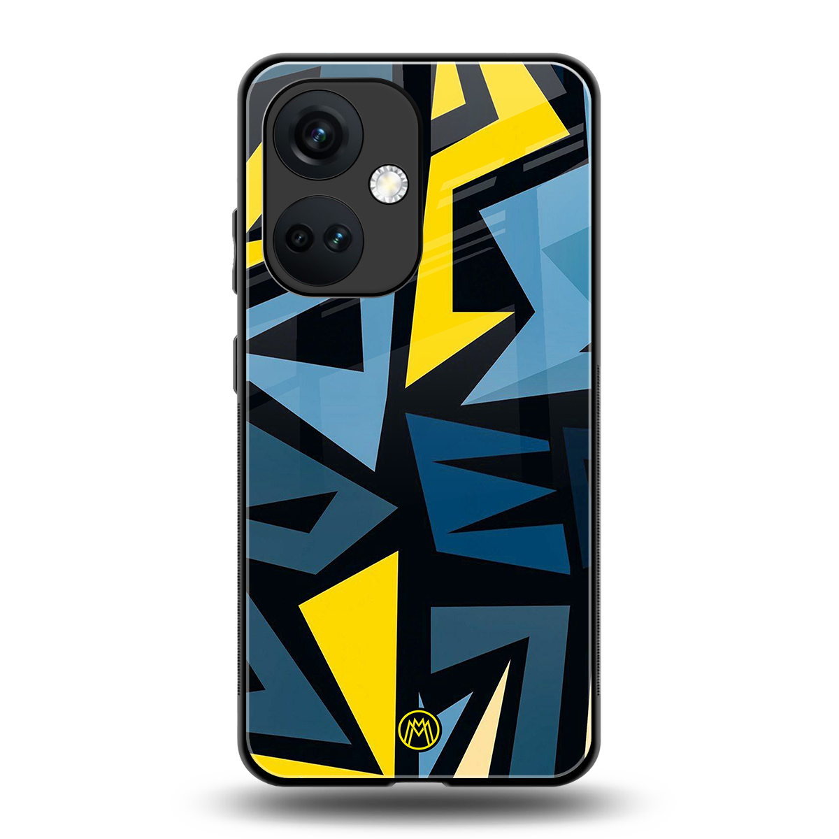 dynamic blue yellow pattern back phone cover | glass case for oneplus nord ce 3