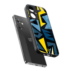 dynamic blue yellow pattern back phone cover | glass case for oneplus nord ce 3
