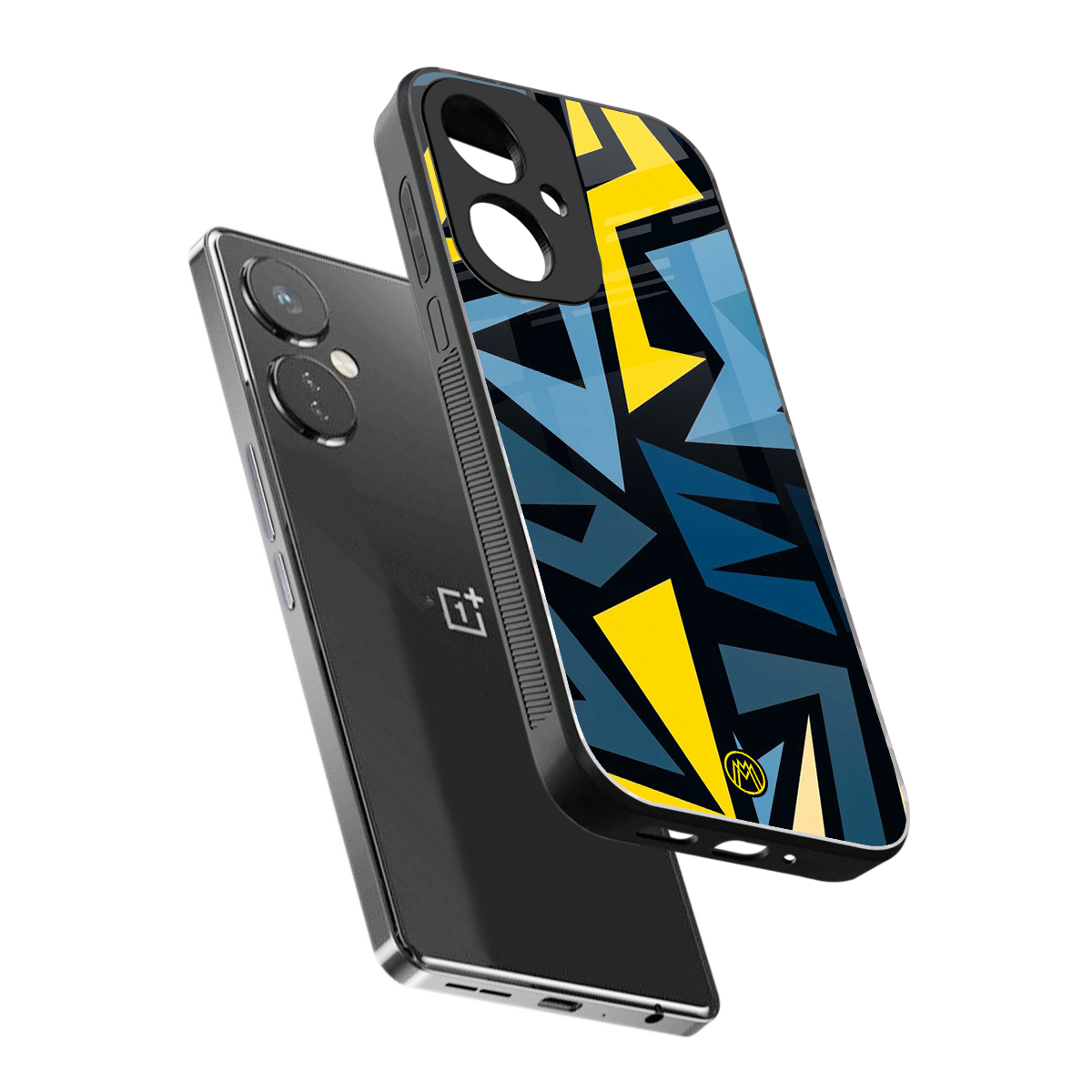 dynamic blue yellow pattern back phone cover | glass case for oneplus nord ce 3