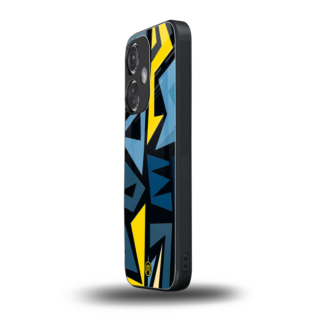dynamic blue yellow pattern back phone cover | glass case for oneplus nord ce 3