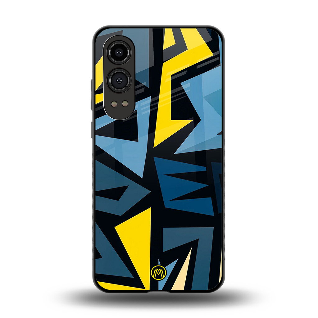 dynamic blue yellow pattern back phone cover | glass case for oneplus nord ce 4 lite