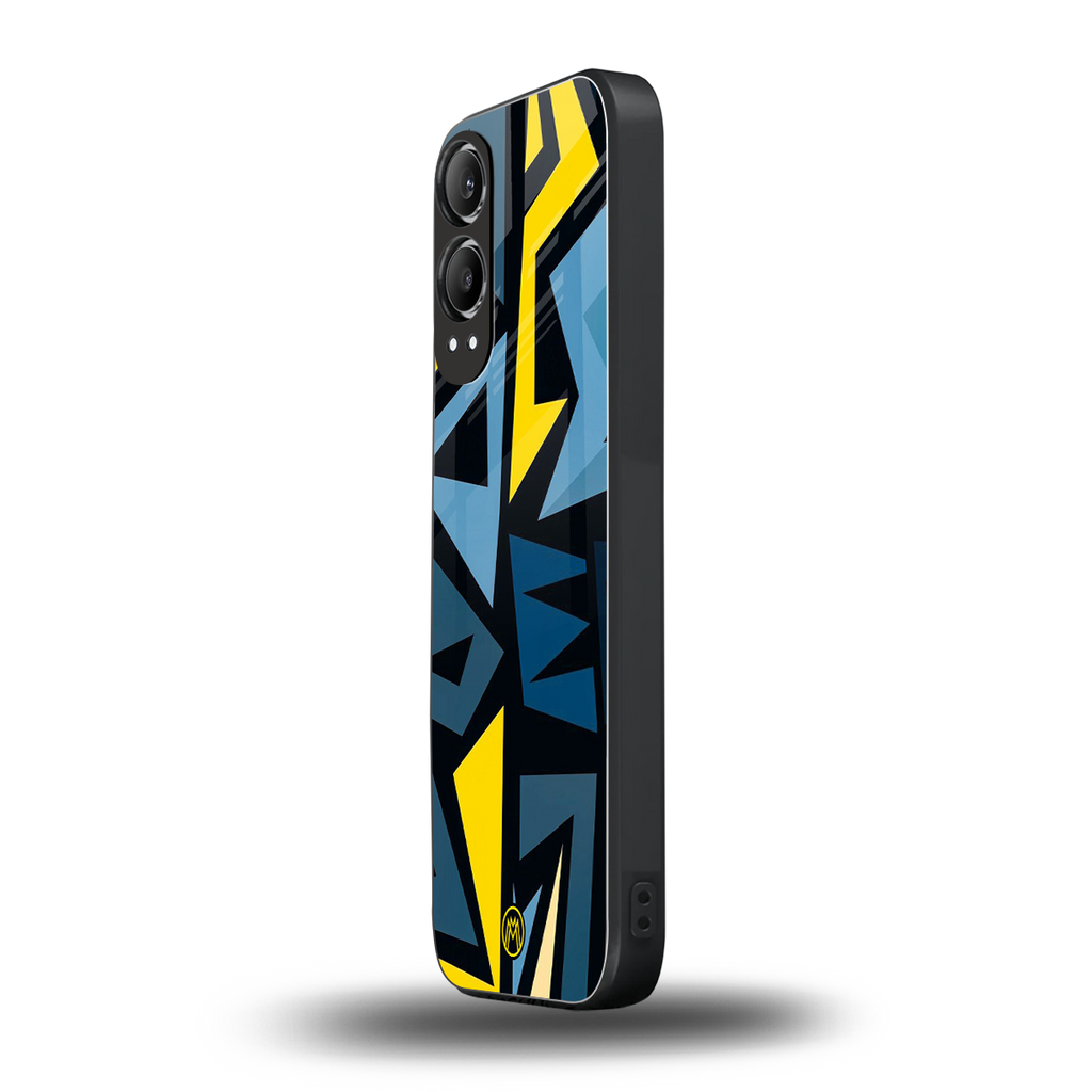 dynamic blue yellow pattern back phone cover | glass case for oneplus nord ce 4 lite