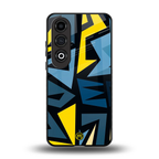 dynamic blue yellow pattern back phone cover | glass case for oneplus nord ce 4