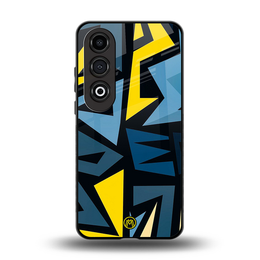dynamic blue yellow pattern back phone cover | glass case for oneplus nord ce 4