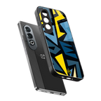 dynamic blue yellow pattern back phone cover | glass case for oneplus nord ce 4