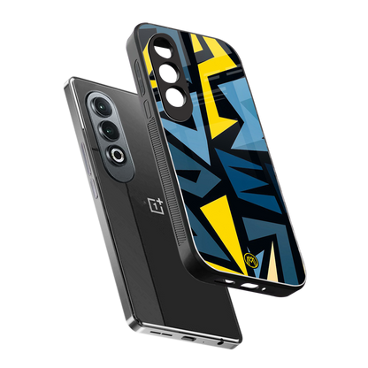dynamic blue yellow pattern back phone cover | glass case for oneplus nord ce 4