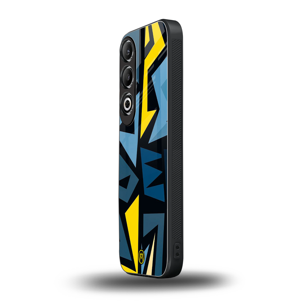 dynamic blue yellow pattern back phone cover | glass case for oneplus nord ce 4