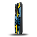 dynamic blue yellow pattern back phone cover | glass case for oneplus nord ce 4