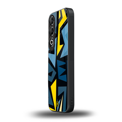 dynamic blue yellow pattern back phone cover | glass case for oneplus nord ce 4