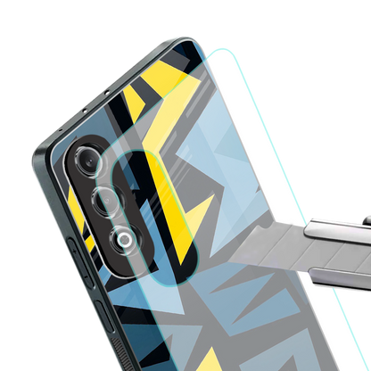 dynamic blue yellow pattern back phone cover | glass case for oneplus nord ce 4