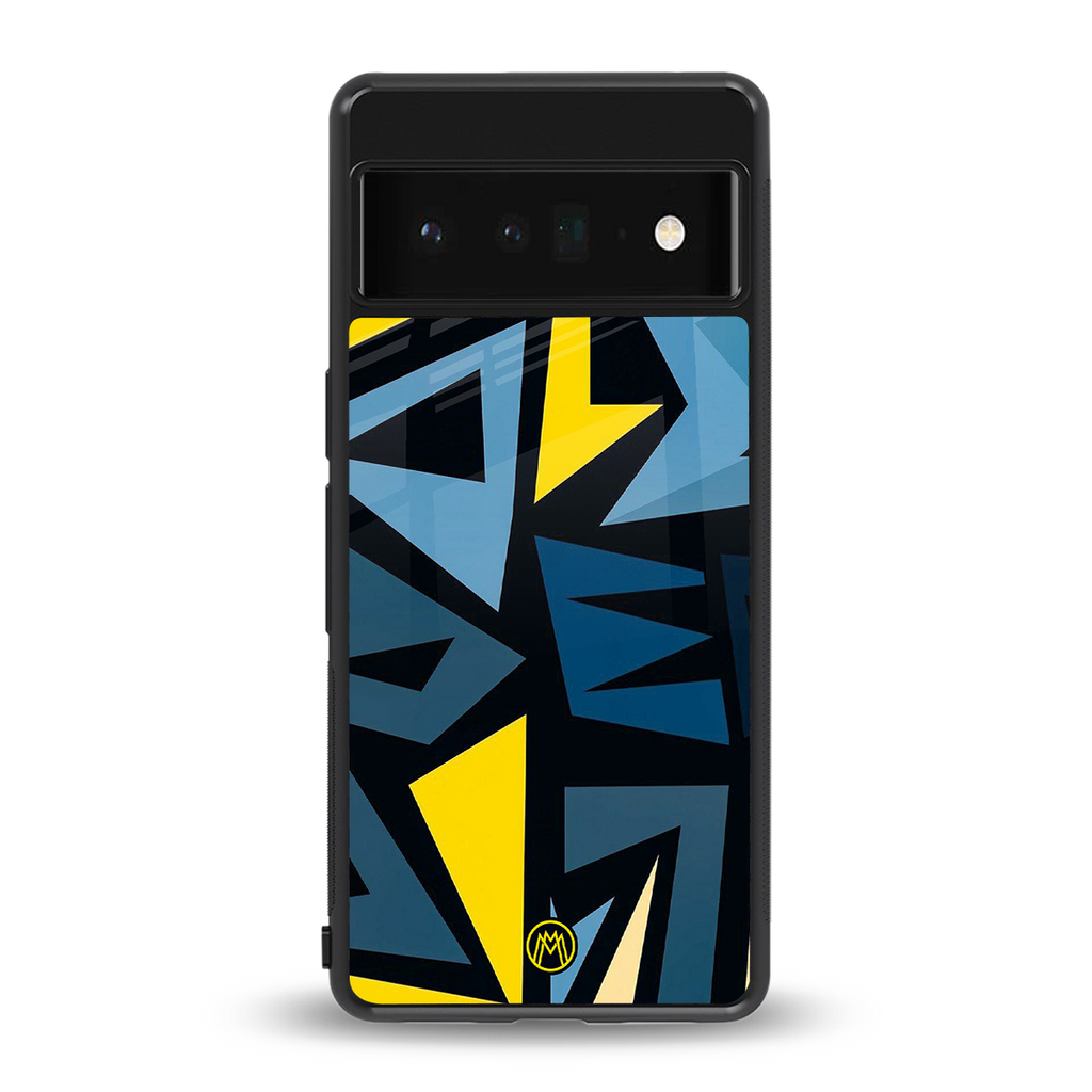 dynamic blue yellow pattern back phone cover | glass case for google pixel 6 pro
