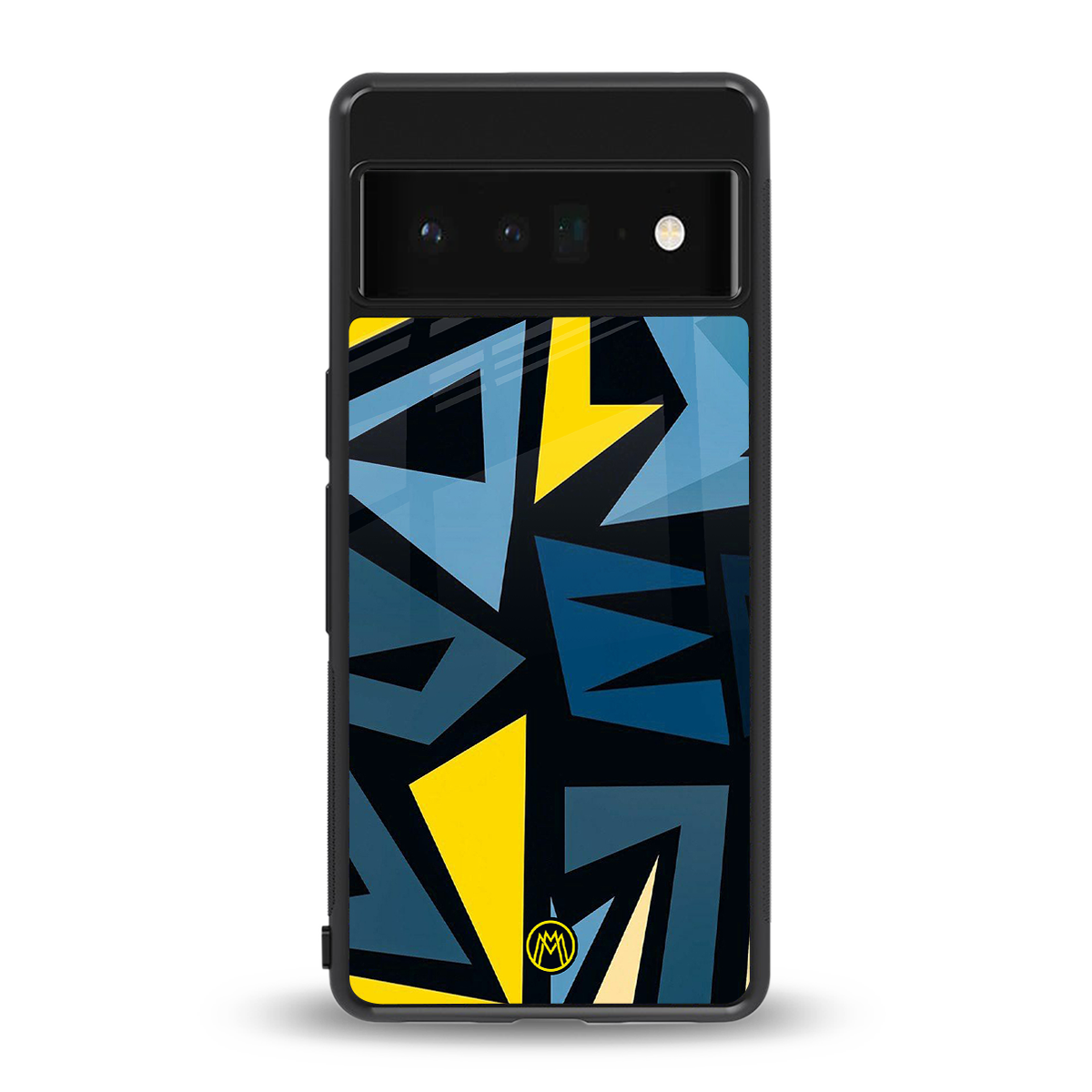 dynamic blue yellow pattern back phone cover | glass case for google pixel 6 pro