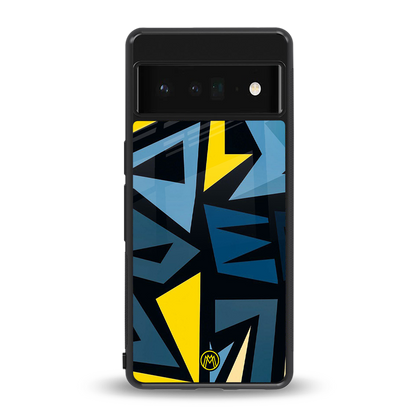 dynamic blue yellow pattern back phone cover | glass case for google pixel 6 pro