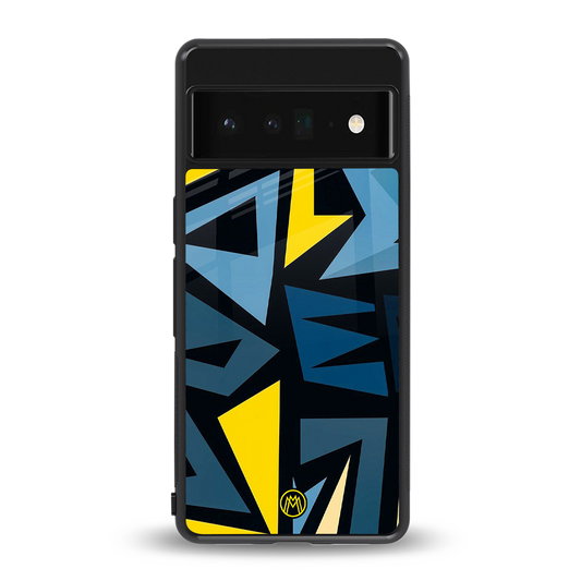 dynamic blue yellow pattern back phone cover | glass case for google pixel 6 pro
