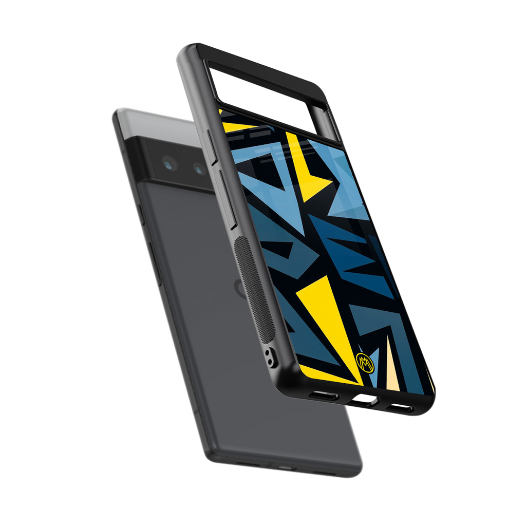 dynamic blue yellow pattern back phone cover | glass case for google pixel 6 pro