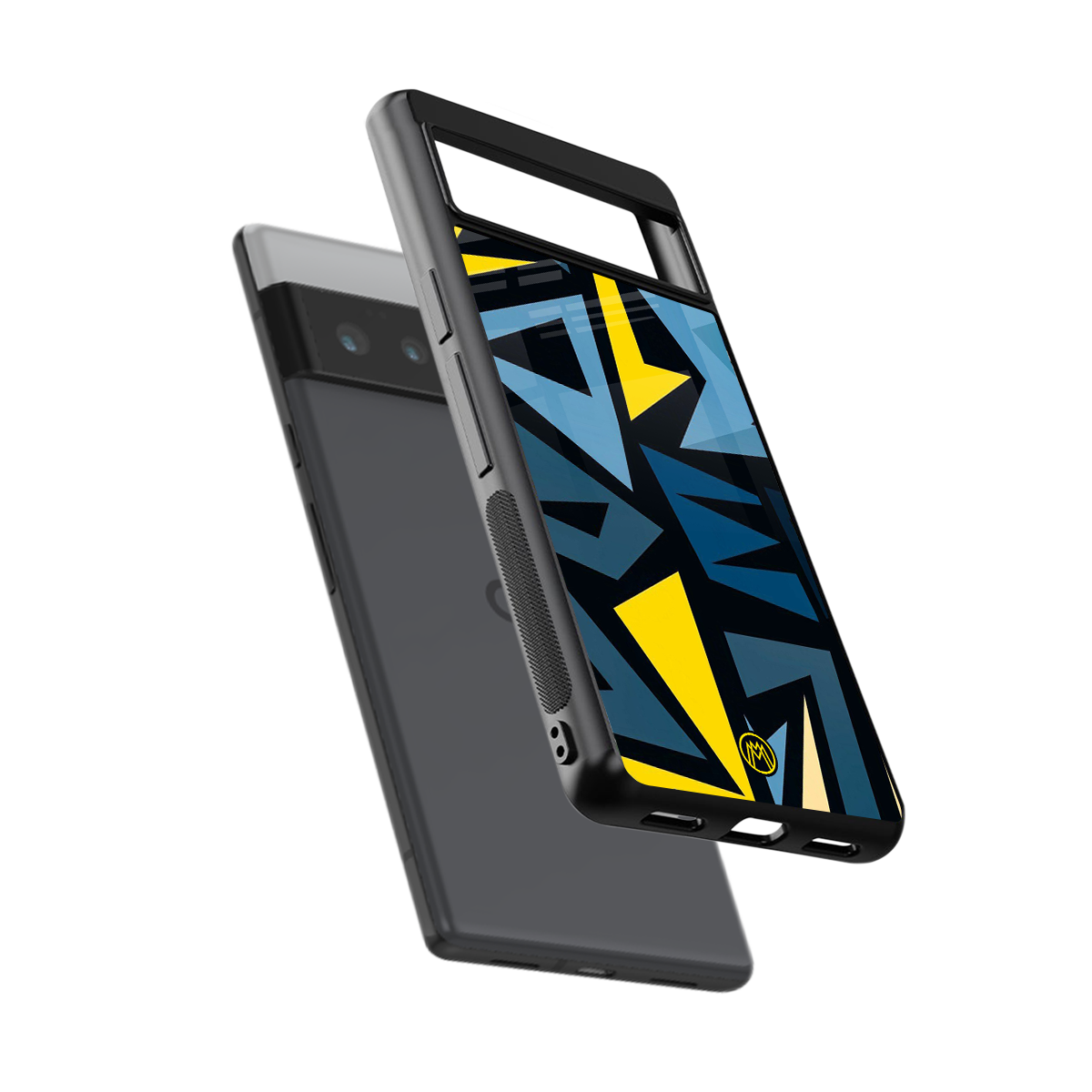 dynamic blue yellow pattern back phone cover | glass case for google pixel 6 pro