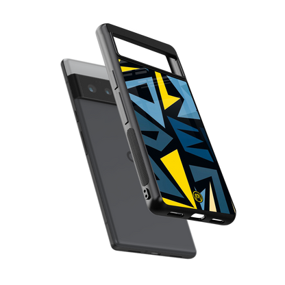 dynamic blue yellow pattern back phone cover | glass case for google pixel 6 pro