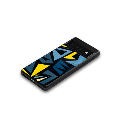 dynamic blue yellow pattern back phone cover | glass case for google pixel 6 pro