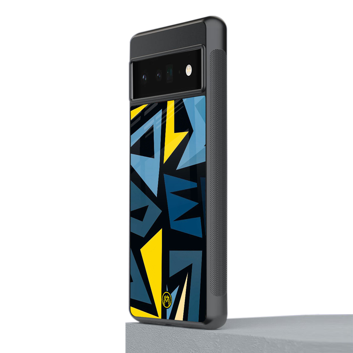 dynamic blue yellow pattern back phone cover | glass case for google pixel 6 pro