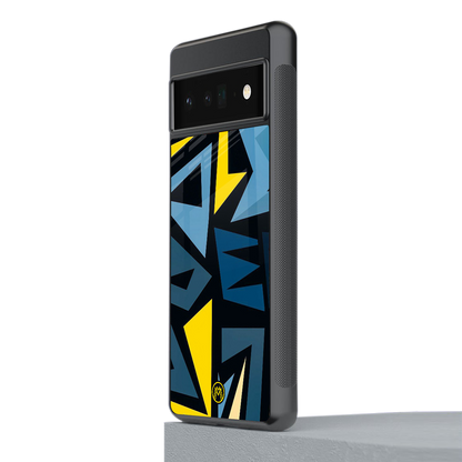 dynamic blue yellow pattern back phone cover | glass case for google pixel 6 pro